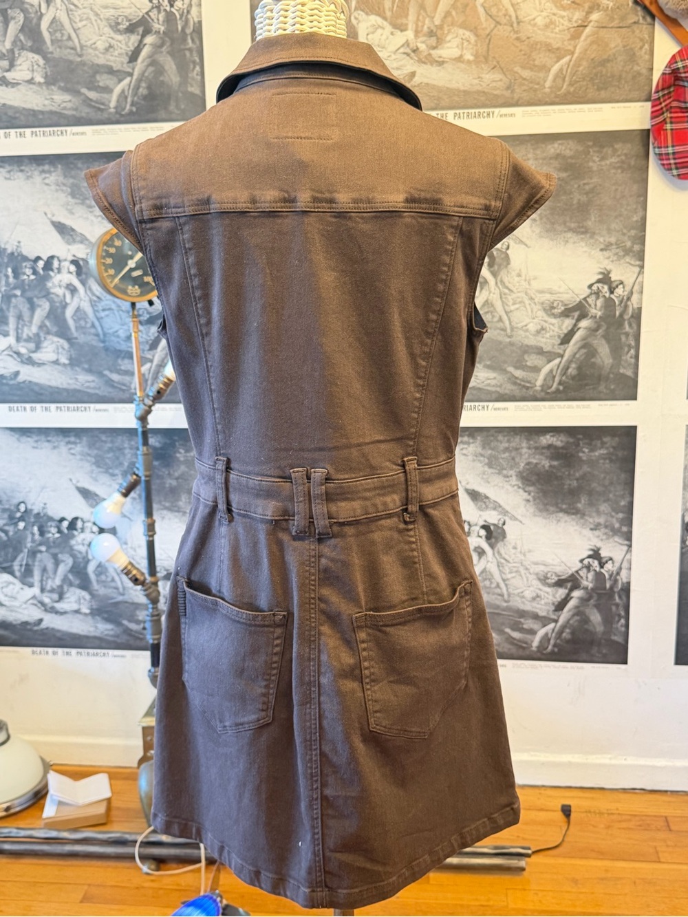 PAIGE Brown Collared Utility Dress